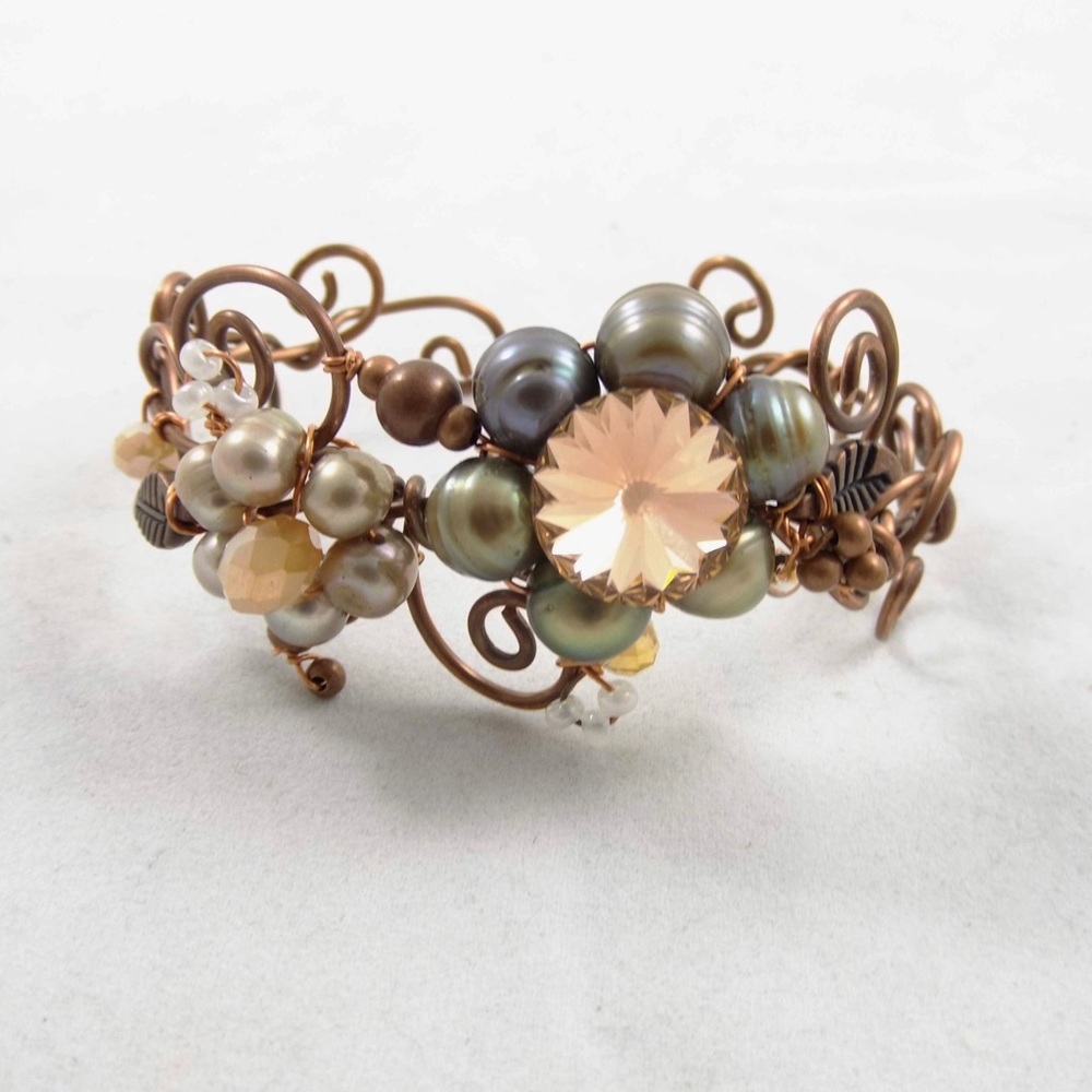 Freshwater pearl cuff bracelet